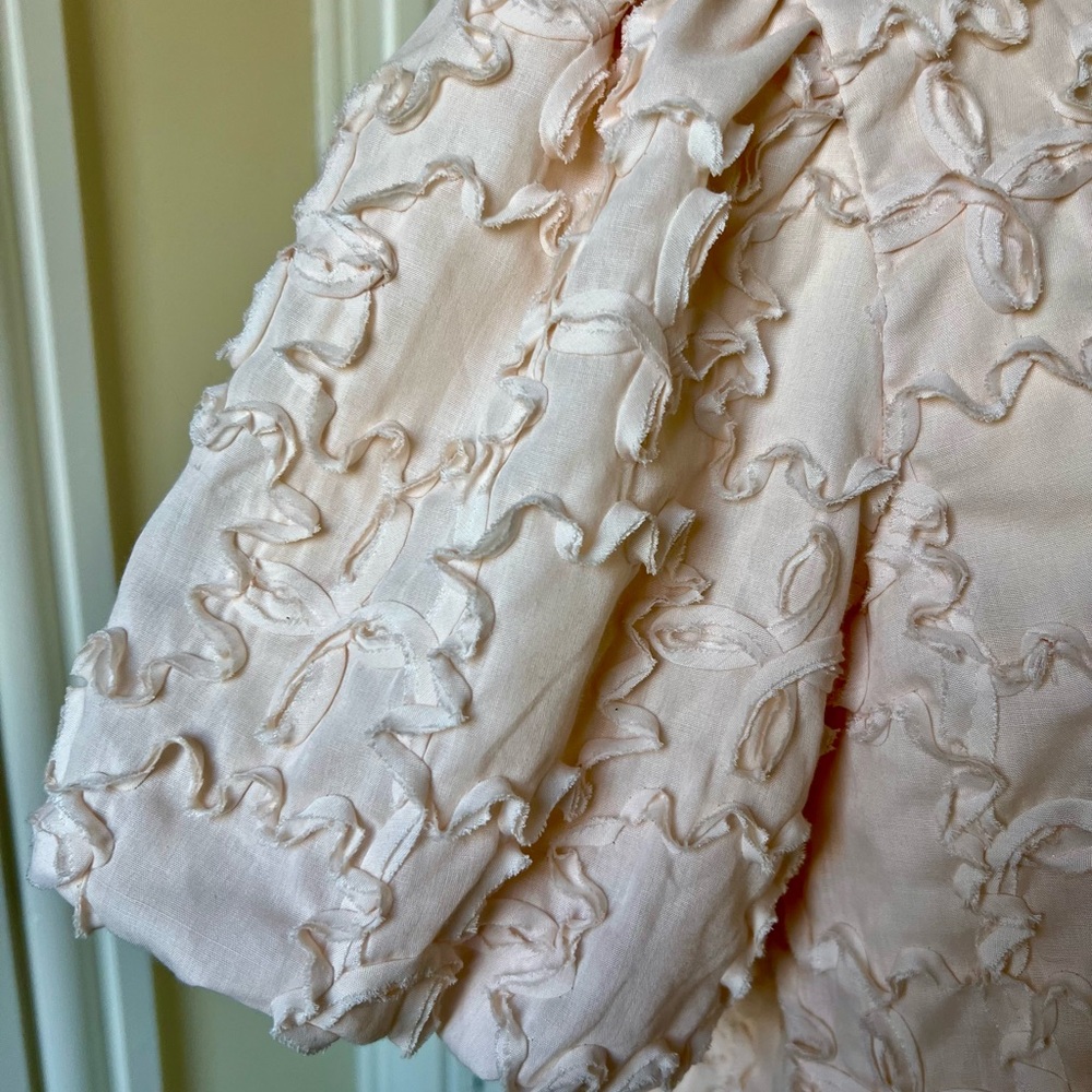 Pink Ruffle Blouse with Black Ribbon Ties - Picture 5 of 6